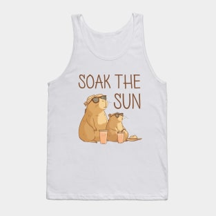 Sunbathing capybaras soak the sun Tank Top